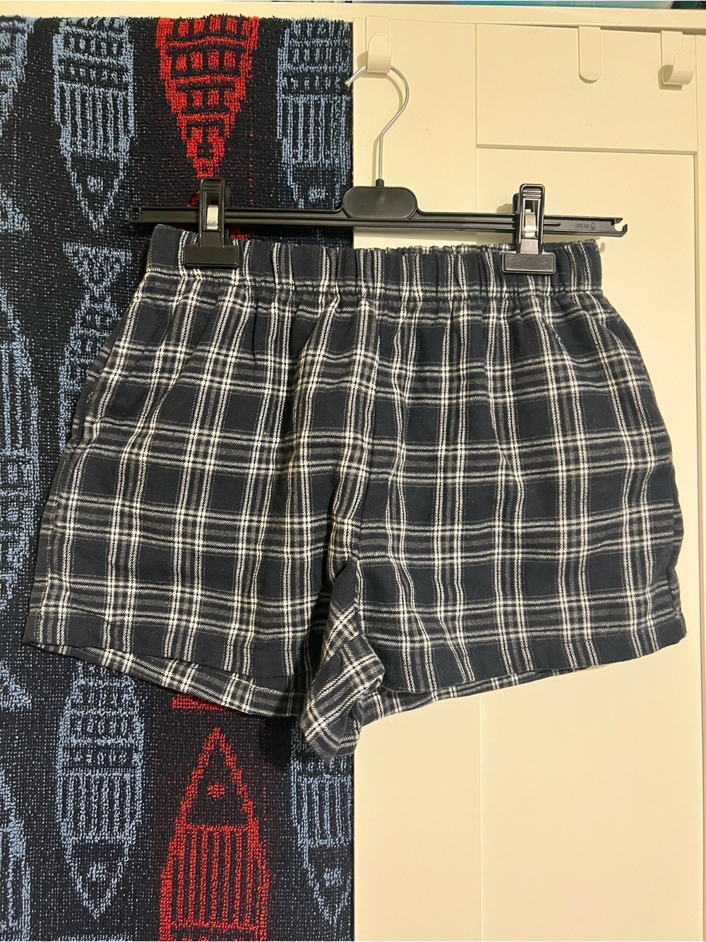 Plaid Casual Elastic Waist Shorts